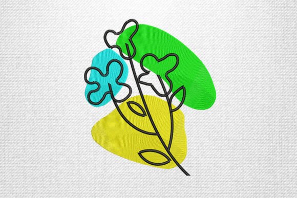 Abstract Floral Line Art Embroidery