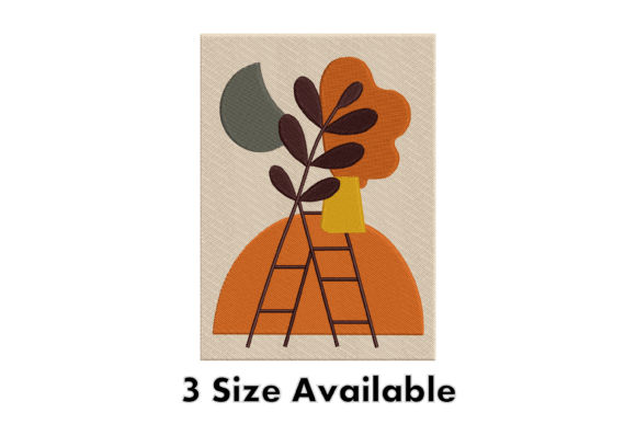 Abstract Plant Embroidery Design