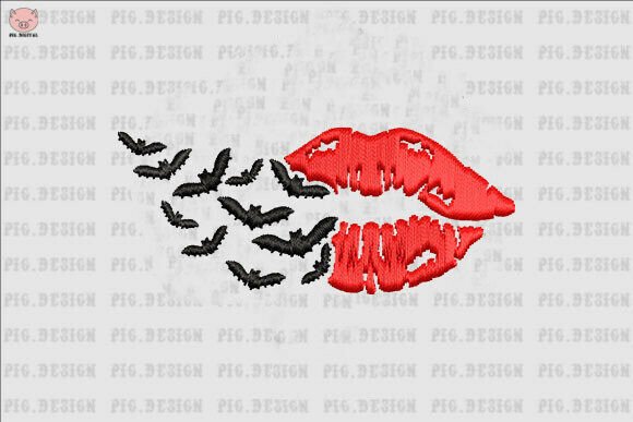 Bat Lips Halloween Embroidery