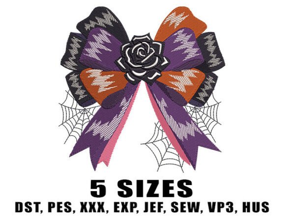 Black Rose Bow Embroidery Design