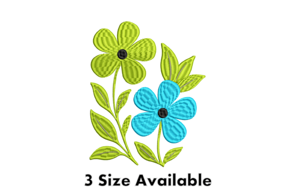 Blue Green Floral Embroidery Design