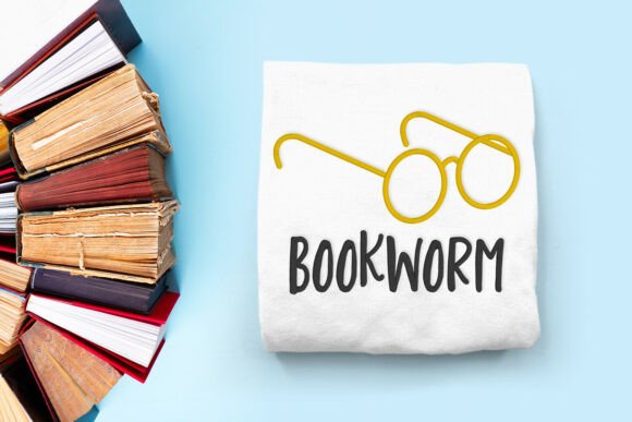 Bookworm Glasses Applique Embroidery