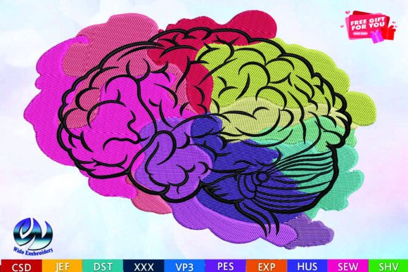 Brain Embroidery Design