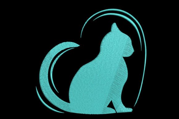 Cat in Heart Embroidery