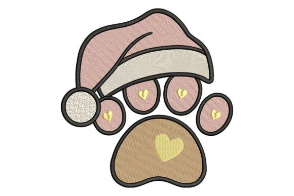 Christmas Paw Print Embroidery