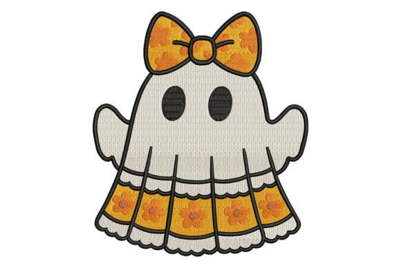 Cute Ghost Bow Embroidery