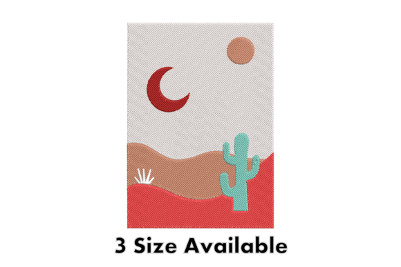 Desert Moon Cactus Embroidery Design