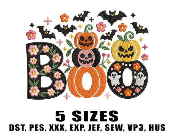 Funny Boo Pumpkin Embroidery Design