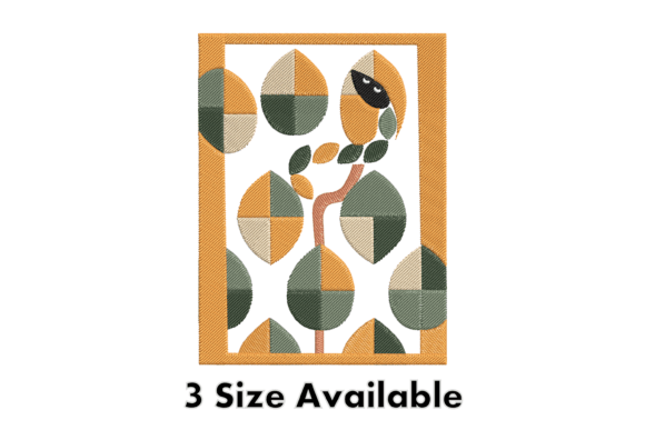 Geometric Leaf Frame Embroidery Design