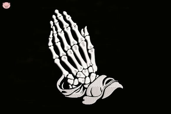Gods Hand Skeleton Embroidery