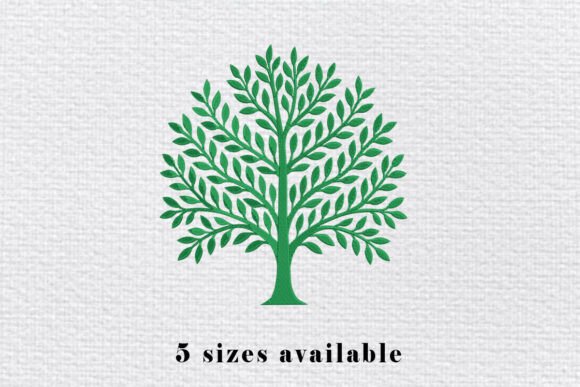 Green Tree Embroidery Design