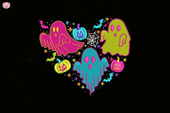 Halloween Ghost Heart Embroidery