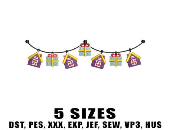 Holiday Gift Garland Embroidery Design