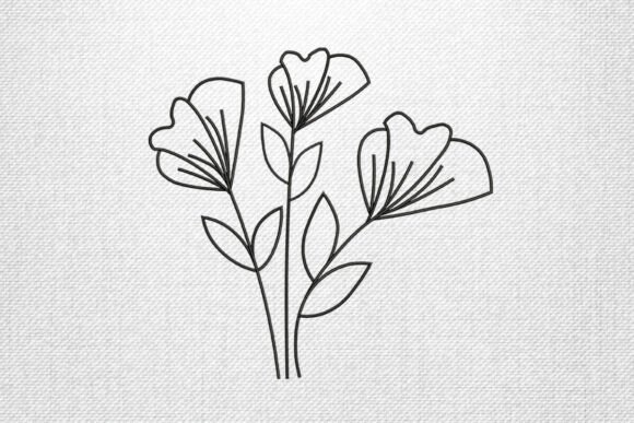 Minimal Line Art Floral Embroidery