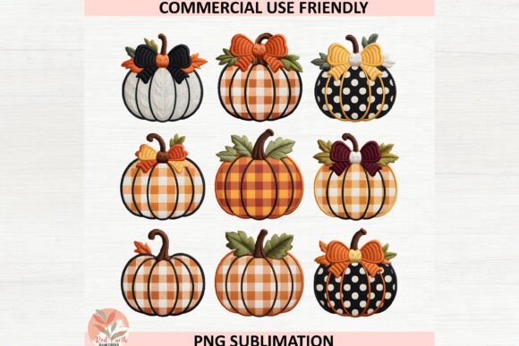 Preppy Floral Embroidery Pumpkin PNG