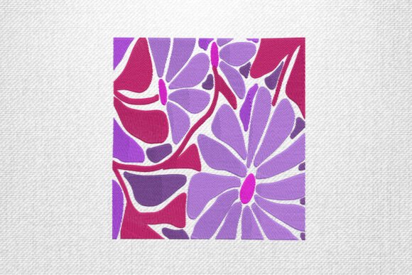 Purple Red Flower Embroidery